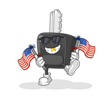 the car key american youth cartoon mascot vecto