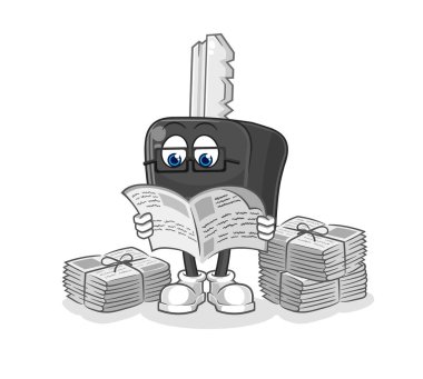 the car key read newspaper cartoon. character vecto