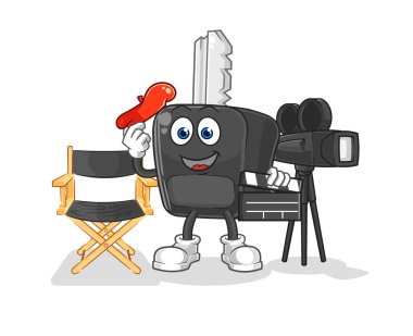 the car key director mascot. cartoon vecto