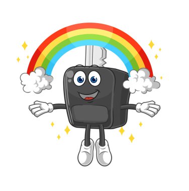 the car key with a rainbow. cartoon vecto