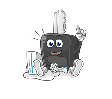 the car key playing video games. cartoon characte