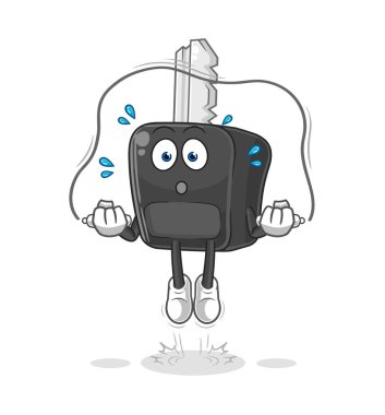 the car key jump rope exercise. character vecto