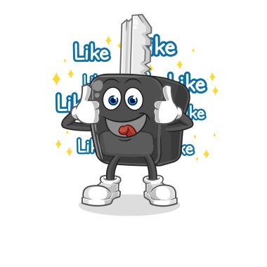 the car key give lots of likes. cartoon vecto
