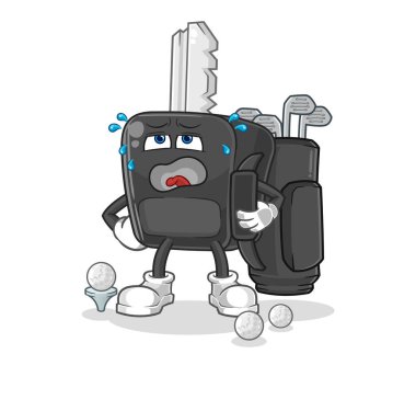 the car key with golf equipment. cartoon mascot vecto