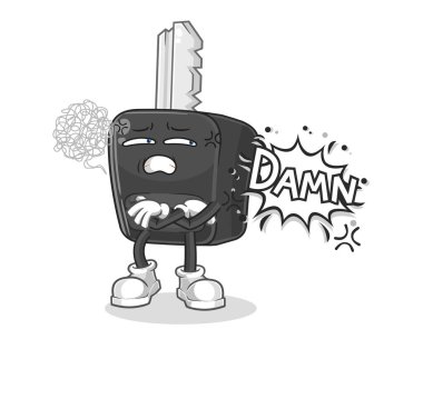 the car key very pissed off illustration. character vecto