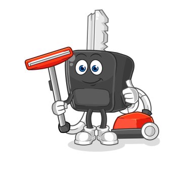 the car key clean with a vacuum . character vecto