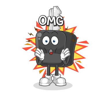 the car key Oh my God vector. cartoon characte