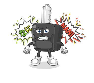 the car key anime angry vector. cartoon characte