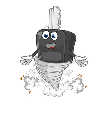 the car key in the tornado cartoon character vecto
