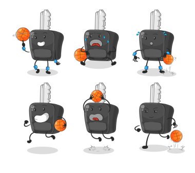 the car key basketball player group character. mascot vecto