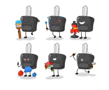 the car key artist group character. cartoon mascot vecto