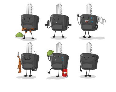 the car key troops character. cartoon mascot vecto
