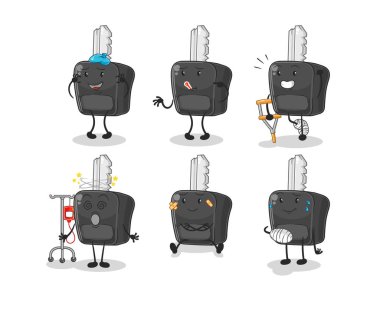the car key sick group character. cartoon mascot vecto