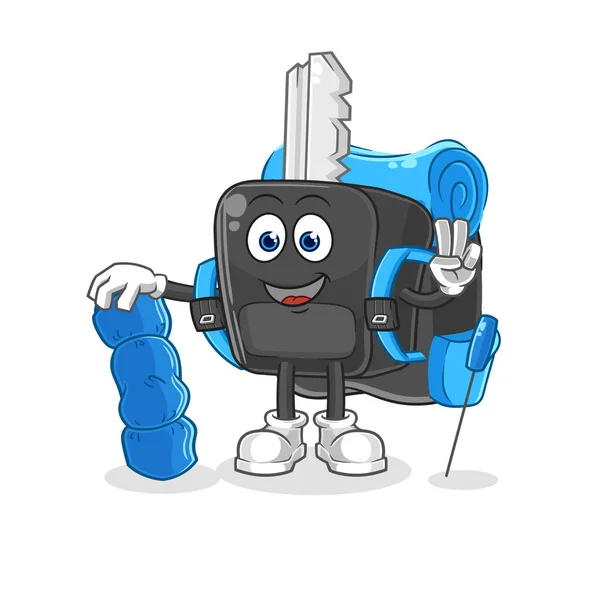 Car Key Camping Mascot Cartoon Vecto — Archivo Imágenes Vectoriales