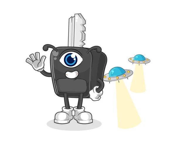 Car Key Alien Cartoon Mascot Vecto — Archivo Imágenes Vectoriales