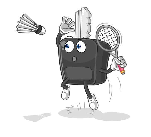 Car Key Smash Badminton Cartoon Cartoon Mascot Vecto — Stock Vector