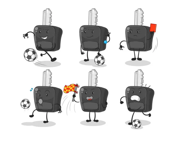 汽车钥匙足球队的角色 卡通吉祥物矢量 — 图库矢量图片