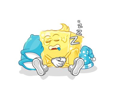 the butter sleeping character. cartoon mascot vecto