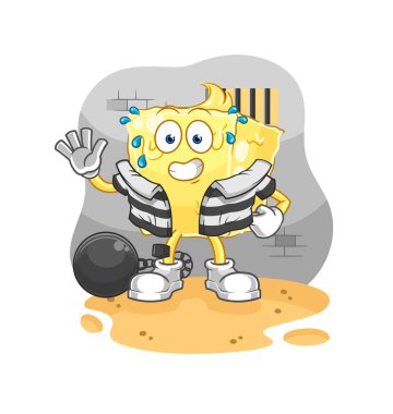 the butter criminal in jail. cartoon characte