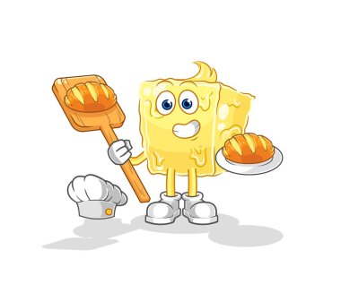 the butter baker with bread. cartoon mascot vecto