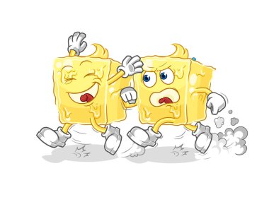 the butter play chase cartoon. cartoon mascot vecto