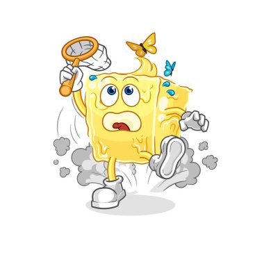 the butter catch butterfly illustration. character vecto