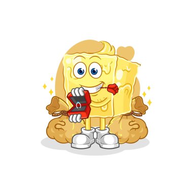 the butter propose with ring. cartoon mascot vecto