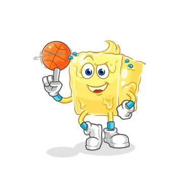 the butter playing basket ball mascot. cartoon vecto