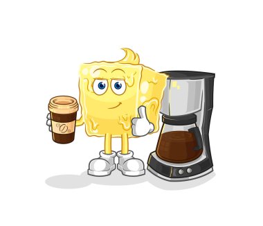 the butter drinking coffee illustration. character vecto