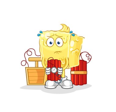 the butter holding dynamite character. cartoon mascot vecto