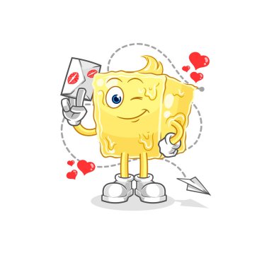 the butter hold love letter illustration. character vecto