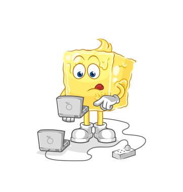 the butter with laptop mascot. cartoon vecto