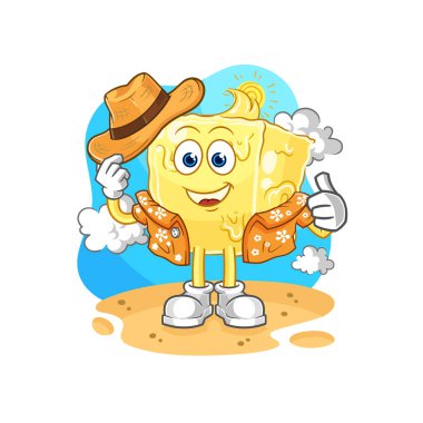 the butter go on vacation. cartoon mascot vecto