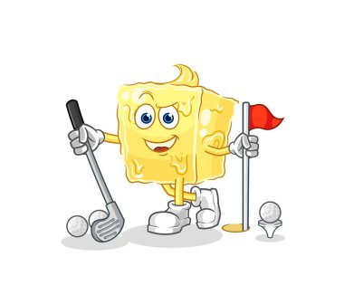 the butter playing golf vector. cartoon characte