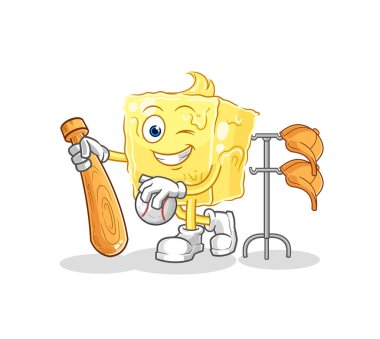 the butter playing baseball mascot. cartoon vecto