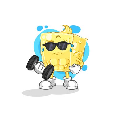 the butter lifting dumbbell vector. cartoon characte