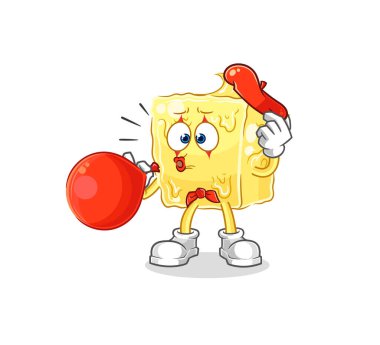the butter pantomime blowing balloon. cartoon mascot vecto