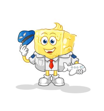 the butter pilot mascot. cartoon vecto