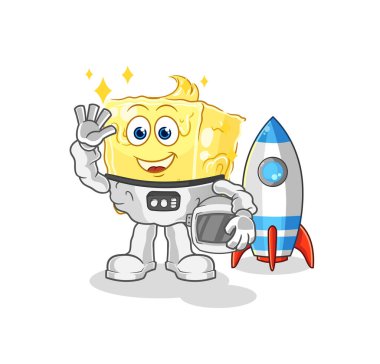 the butter astronaut waving character. cartoon mascot vecto