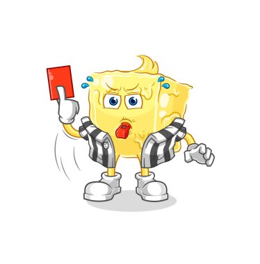 the butter referee with red card illustration. character vecto