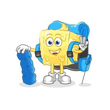 the butter go camping mascot. cartoon vecto