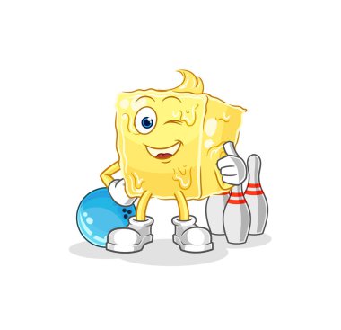 the butter play bowling illustration. character vecto