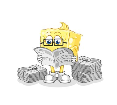 the butter read newspaper cartoon. character vecto