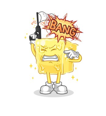 the butter warning shot mascot. cartoon vecto