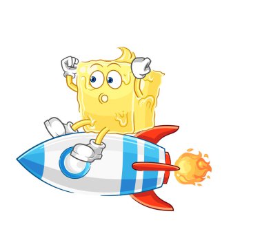 the butter ride a rocket cartoon mascot vecto