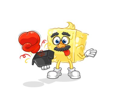 the butter prank glove in the box. cartoon masco