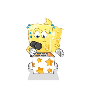 the butter play whack a mole mascot. cartoon vecto