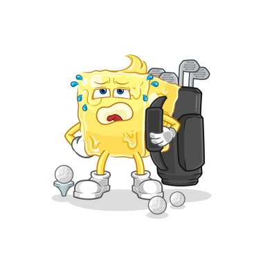 the butter with golf equipment. cartoon mascot vecto