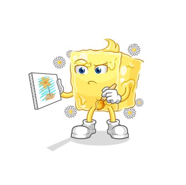 the butter traditional painter cartoon character vecto