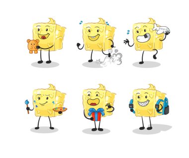 the butter children group character. cartoon mascot vecto